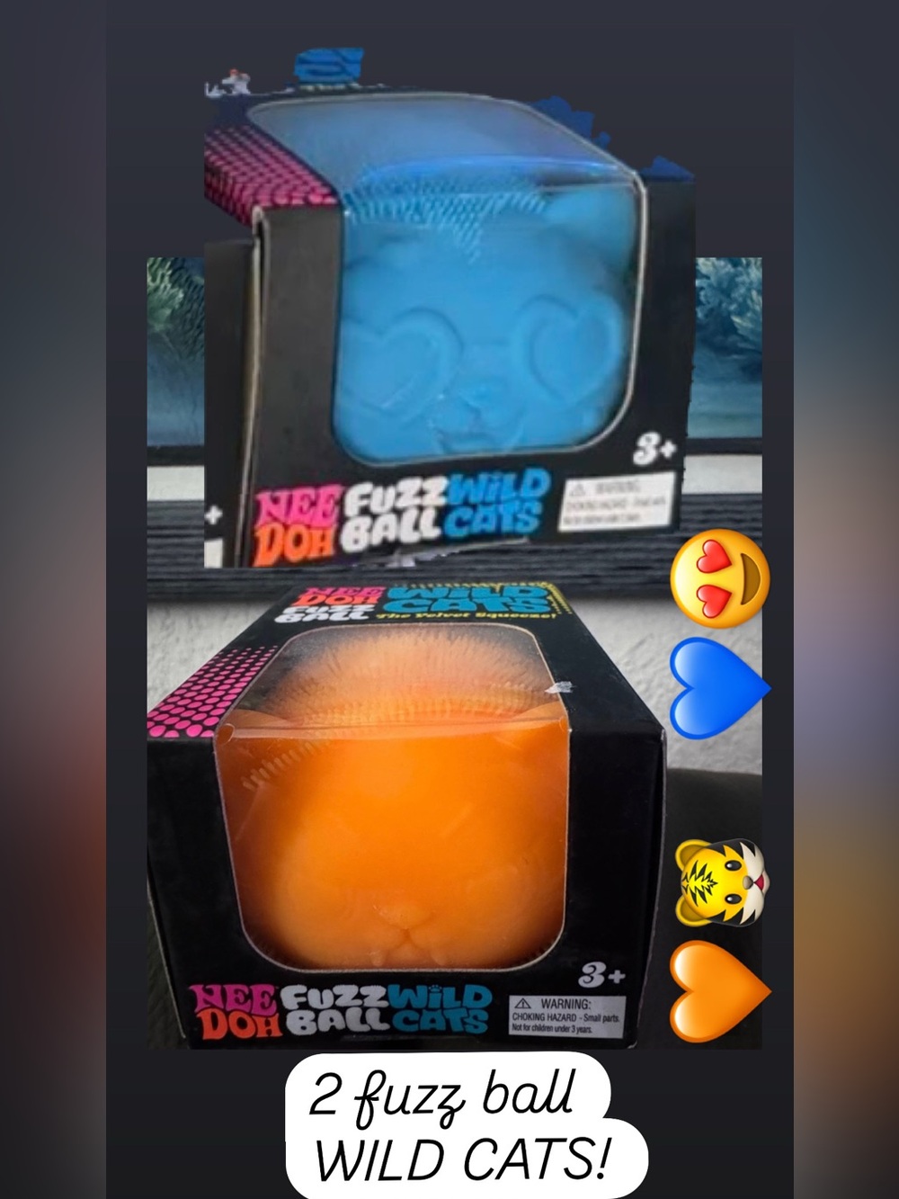 NeeDoh Wild Cats Fuzz Ball bundle of 2‼️- Orange 🐯🧡and blue 💙😍RARE‼️